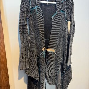 Free People Gray and Teal Cardigan
